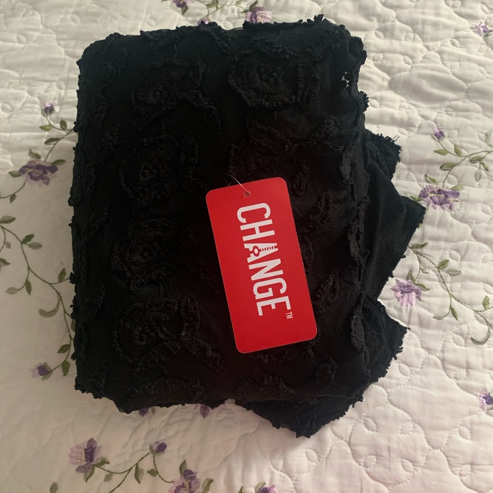 CHANGE Black Lace Shawl Cape Blanket Coat Overcoat Throw Quilt